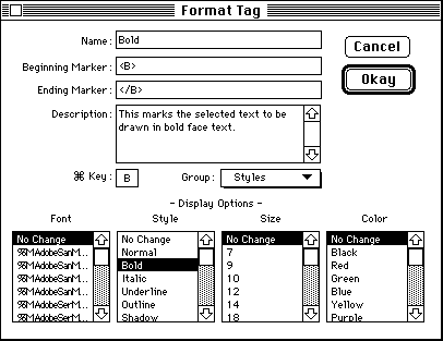 Format Tag Editor